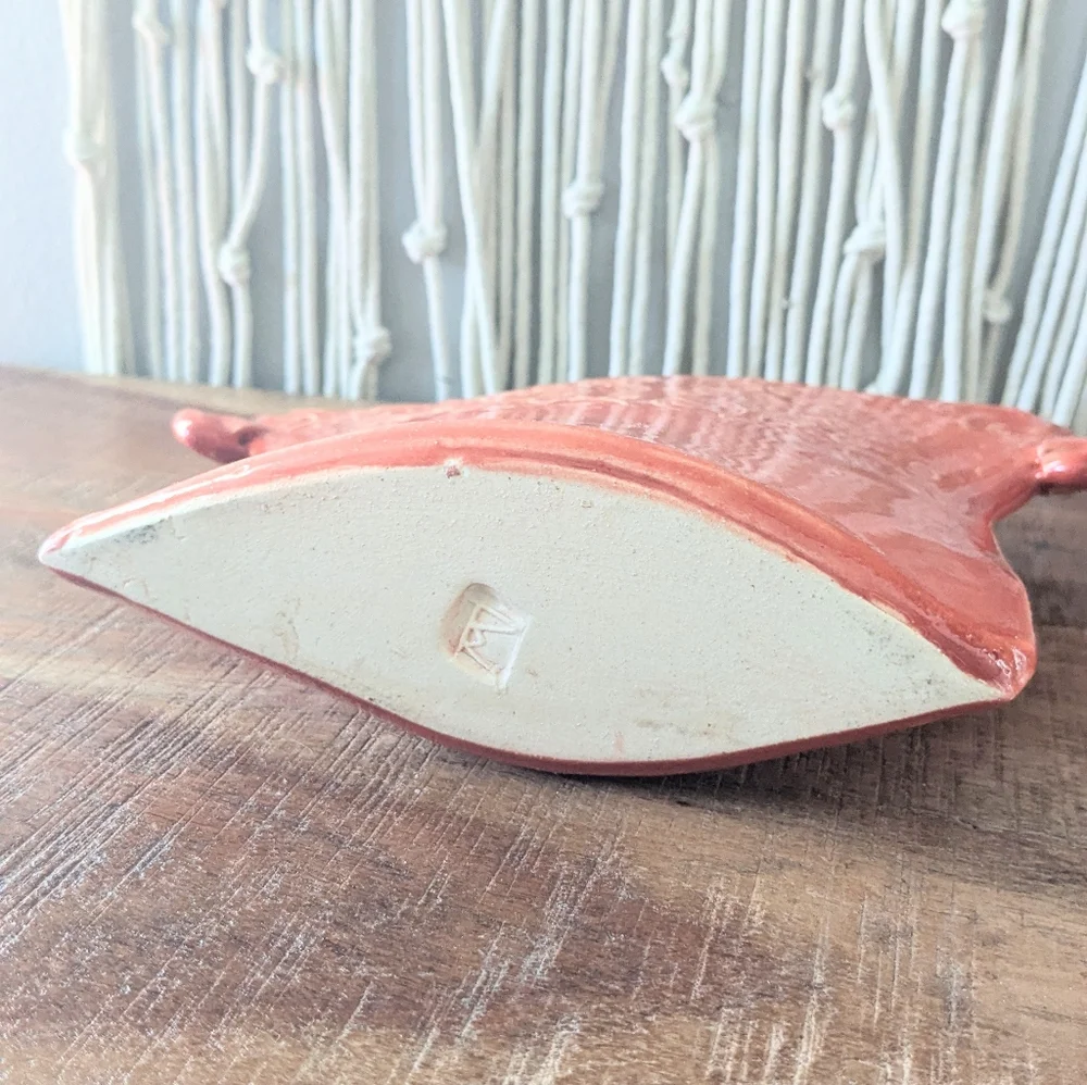 One-of-a-Kind Coral Ceramic Envelope Vase – Handcrafted Textured Design